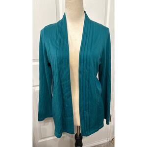 L.L. Bean Teal Supima Cotton Open Front Cardigan, L